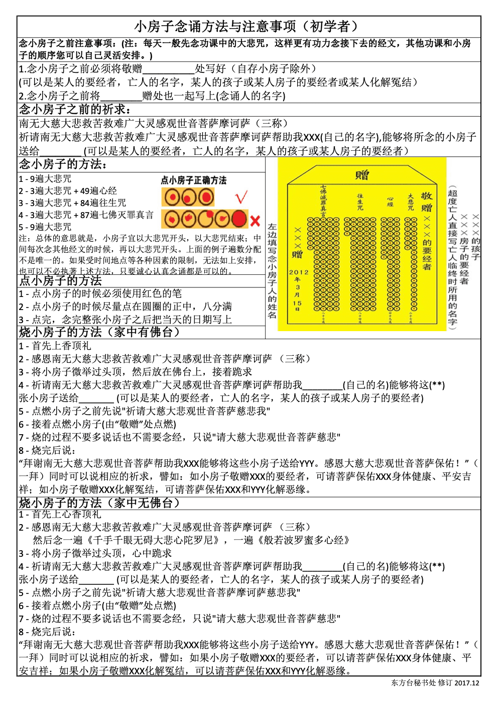 小房子念诵方法与注意事项（初学）